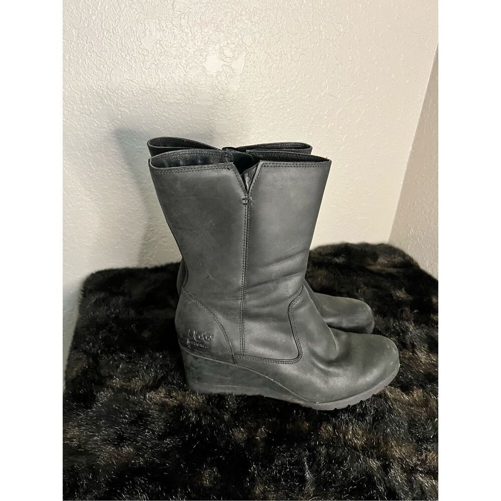 UGG Joely Wedge Boots for Women Black Insulated Waterproof Size US 9.5